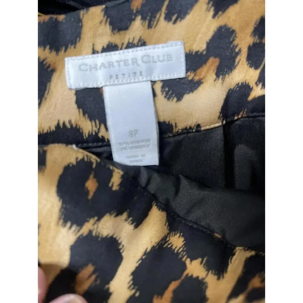 NWT Charter Club Pencil Midi Skirt Womens 8P Leopard Print Office Chic